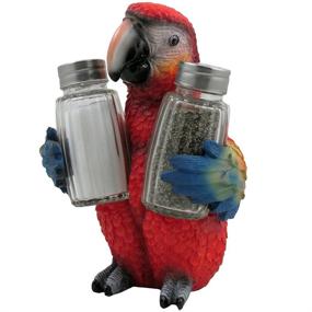 img 2 attached to 🦜 Tropical Parrot Glass Salt and Pepper Shaker Set with Holder Figurine - Ideal for Beach Bar or Restaurant, Nautical Kitchen Table, Decorative Macaw and Bird Sculpture Spice Rack Gifts…