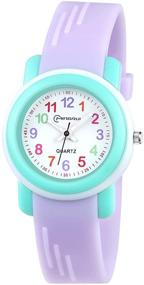 img 4 attached to 🌈 Kids Waterproof Analog Watch for Girls and Boys (3-12 years) - Ideal Outdoor Timepiece with Rubber Band