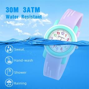 img 3 attached to 🌈 Kids Waterproof Analog Watch for Girls and Boys (3-12 years) - Ideal Outdoor Timepiece with Rubber Band