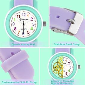 img 2 attached to 🌈 Kids Waterproof Analog Watch for Girls and Boys (3-12 years) - Ideal Outdoor Timepiece with Rubber Band