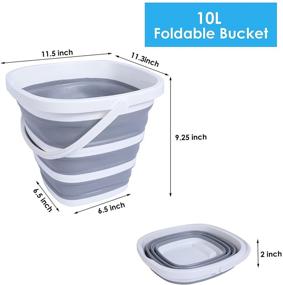 img 3 attached to 🪣 10 L Collapsible Bucket with Handle - Foldable Mop Bucket for Cleaning, Portable Water Bucket for Camping, Hiking, and Outdoor Activities - Square Shape