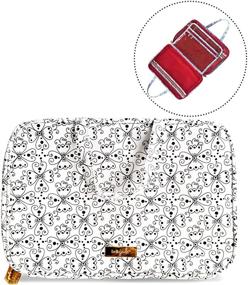 img 4 attached to 🌺 Black & White Floral Makeup Travel Bag with Brush Compartment – Portable Cosmetic Case Organizer for Toiletry Storage