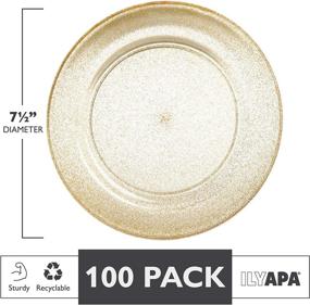 img 3 attached to 🍽️ 100 Gold Glitter Plastic Plates for Dinner Party or Wedding - 7.5 Inch Premium Disposable Plates for Enhanced SEO