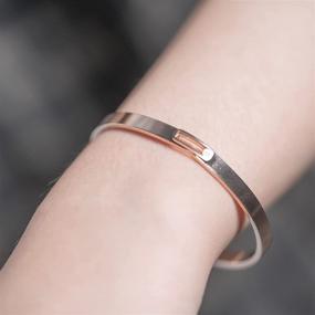 img 2 attached to Rose Gold Titanium Steel Bracelet Bangle with Cubic Zirconia Stones for Women, Girls, Ladies - Ideal Wedding or Birthday Gift