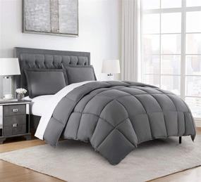 img 4 attached to 🛏️ Chezmoi Collection Queen Size Gray Down Alternative Comforter Set - 3-Piece Bundle
