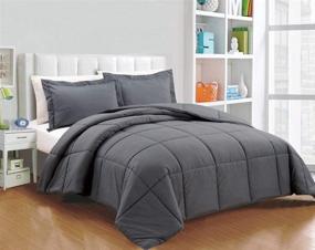 img 3 attached to 🛏️ Chezmoi Collection Queen Size Gray Down Alternative Comforter Set - 3-Piece Bundle