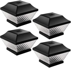 img 4 attached to 🌞 4-Pack LED Solar Cap Lights for 4 x 4 Wooden Posts - Warm White Outdoor Post Lighting for Fence, Deck, or Patio (Black)