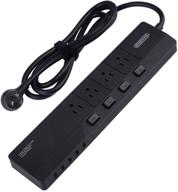 💡 ntonpower surge protector power strip with usb - 4 outlets, 5 usb charging ports, individual switches, flat plug, circuit breaker - black logo