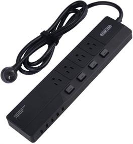 img 4 attached to 💡 NTONPOWER Surge Protector Power Strip with USB - 4 Outlets, 5 USB Charging Ports, Individual Switches, Flat Plug, Circuit Breaker - Black