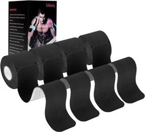 img 4 attached to 🏋️ Udaily Kinesiology Tape Precut (4 Rolls Pack): Effective Elastic Sports Therapy Tape for Knee Shoulder and Elbow, Breathable, Water Resistant, Latex Free