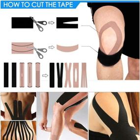 img 1 attached to 🏋️ Udaily Kinesiology Tape Precut (4 Rolls Pack): Effective Elastic Sports Therapy Tape for Knee Shoulder and Elbow, Breathable, Water Resistant, Latex Free