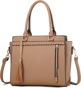 img 4 attached to 👜 Современная сумка из искусственной кожи для женщин: сумка через плечо, сумка-кроссбоди, сумка-тоут - с потрясающим подвесным декором!