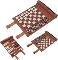 🎲 exquisite woodronic backgammon checker in luxurious leather packaging: elegant versatility for classic gaming logo