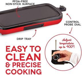 img 2 attached to 🍳 Dash 20in Everyday Electric Griddle for Pancakes, Burgers, Quesadillas, Eggs & More with Drip Tray, Recipe Book & 1500-Watt - Red