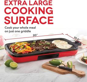 img 3 attached to 🍳 Dash 20in Everyday Electric Griddle for Pancakes, Burgers, Quesadillas, Eggs & More with Drip Tray, Recipe Book & 1500-Watt - Red