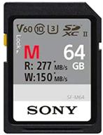 📸 sony m series sdxc uhs-ii card 64gb: v60, cl10, u3, max speed r277mb/s, w150mb/s (sf-m64/t2) - black logo