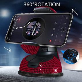 img 2 attached to 🚗 Bling Car Phone Holder, LYCARESUN 360° Adjustable & Stable Crystal Universal Phone Mount for Car, Windshield Dashboard Air Vent Car Stand Phone Holder, Mini Car Accessories for Women and Girls (Red) - Enhanced SEO