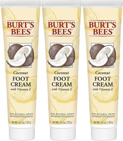 img 4 attached to Увлажняющий крем для ног Burt's Bees с маслом кокоса и витамином Е для сухой кожи, 4,34 унции (набор из 3 штук) - Натуральная формула (упаковка может отличаться)