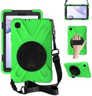 📱 zenrich galaxy tab a 8.4 case (2020): heavy-duty shockproof protection with kickstand, hand strap, and shoulder strap - green logo