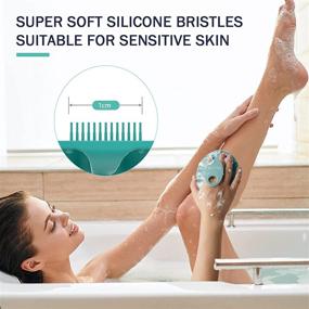 img 2 attached to 🚿 BEAUTAIL Silicone Body Scrubber Shower Bath Wash Brush - Gentle Exfoliating Scrub for Cleansing Sensitive Skin of Women, Men, and Babies - Easy to Clean, Lathers Nicely, Hygienic - 1 Pack (Cyan)