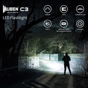 img 3 attached to WUBEN C3 Rechargeable Flashlight 1200 Lumens Super Bright LED Flashlights with Type-C Charging, IP68 Water-Resistant, 18650 Battery Included, 6 Light Modes - Pocket-Sized EDC Flashlight