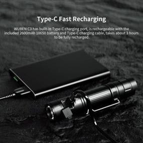 img 1 attached to WUBEN C3 Rechargeable Flashlight 1200 Lumens Super Bright LED Flashlights with Type-C Charging, IP68 Water-Resistant, 18650 Battery Included, 6 Light Modes - Pocket-Sized EDC Flashlight