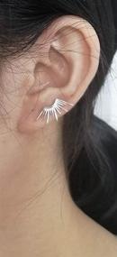 img 1 attached to Personalized Geometric Sunlight Spike Big Stud Earrings: Unique Punk Fashion for Women & Teen Girls – 925 Sterling Silver, Simple Line Thin Bar, Perfect Piercing Post Gifts for Mom, Birthday, BFF, Xmas