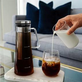 img 2 attached to 🍹 Airtight Cold Brew Iced Coffee Maker and Tea Infuser by Bassani: Brocca - 1.0L/32oz Glass Carafe with Spout and Stainless Steel Removable Filter