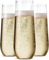 48 pack stemless plastic champagne flutes - disposable 9 oz clear plastic toasting glasses - shatterproof, recyclable, and bpa-free logo