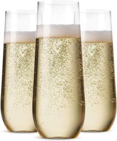 img 4 attached to 48 Pack Stemless Plastic Champagne Flutes - Disposable 9 Oz Clear Plastic Toasting Glasses - Shatterproof, Recyclable, and BPA-Free