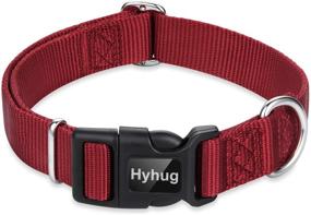 img 1 attached to 🐾 Hyhug Pets Solid Color Classic Regular Heavy Duty Basic Collar for Dogs with Unique Design and Adjustable Triglide Slide - Includes Name Tag Attachment Accessories