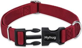 img 3 attached to 🐾 Hyhug Pets Solid Color Classic Regular Heavy Duty Basic Collar for Dogs with Unique Design and Adjustable Triglide Slide - Includes Name Tag Attachment Accessories