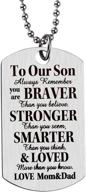 🐾 to our son dog tag - a reminder: you are braver than you believe - from father and mother логотип