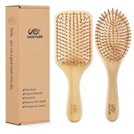 🎋 vickylee 2pcs large natural wooden bamboo hair combs set (rectangle+oval) - bamboo bristle detangling hairbrush for women, men, reduces frizz, massages scalp - ideal for straight, curly, wavy, dry, wet, thick, fine hair logo