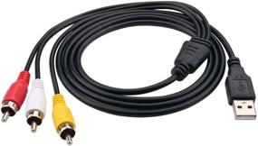 img 1 attached to 1.5m USB Male to 3 RCA Male Splitter Cable - iGreely Audio Video AV Composite Adapter for TV/Mac/PC