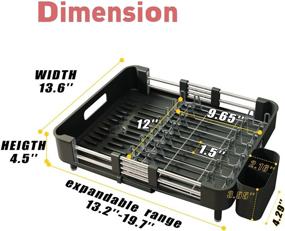 img 2 attached to 🍽️ Stainless Steel Expandable Dish Drying Rack with Drainboard - Kitchen Sink Organizer and Utensil Holder - Space-Saving Dish Drainer Rack with Cups Holder for Kitchen Counter