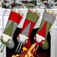 🎅 aiduy xmas christmas stockings set - 3d plush swedish gnome santa claus decorations - family holiday season essentials - party favors and treats storage - 18 inch логотип