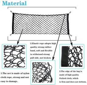 img 2 attached to 🚗 Регулируемая упругая черная сетка для багажника автомобиля SUV - Органайзер в стиле конверта с двумя вариантами установки, включая 4 карабина для усиленной устойчивости.