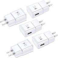 excgood adaptive fast charging wall charger [5-pack] - compatible with samsung galaxy s9 s8 s10 edge/active/plus, note 9 8, lg g6 5, v20 30, htc, moto - white logo