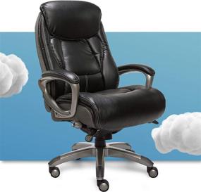 img 4 attached to 🪑 Black and Grey Serta Executive Office Chair with Smart Layers Technology, Leather and Mesh, Ergonomic Computer Chair with Contoured Lumbar and ComfortCoils