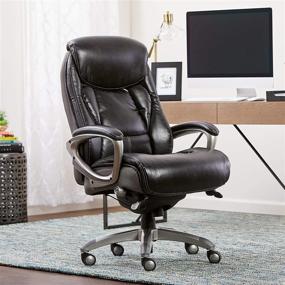 img 3 attached to 🪑 Black and Grey Serta Executive Office Chair with Smart Layers Technology, Leather and Mesh, Ergonomic Computer Chair with Contoured Lumbar and ComfortCoils