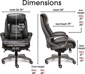 img 2 attached to 🪑 Black and Grey Serta Executive Office Chair with Smart Layers Technology, Leather and Mesh, Ergonomic Computer Chair with Contoured Lumbar and ComfortCoils