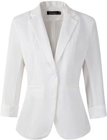 img 4 attached to XL Lightweight Boyfriend Women's 👔 Suiting & Blazers 1905 White Clothing