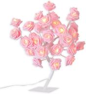 micozy rose pink lamp: girls bedroom flower desk lamp with tree light & ac adapter for party wedding living room home decor, indoor decoration with 24 warm white led lights - perfect for mother's day (pink) логотип