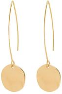 geometric brushed gold circle dangle earrings - shiny hammered discs, small drops, long hoops - everyday jewelry for women and girls logo