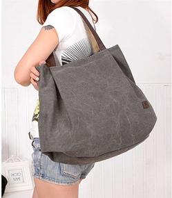 img 1 attached to Stylish Women's Canvas Shoulder Bag, Large Casual Handbag for Shopping - Hiigoo Bucket Tote