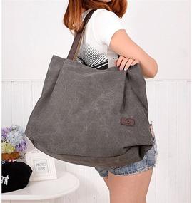 img 2 attached to Stylish Women's Canvas Shoulder Bag, Large Casual Handbag for Shopping - Hiigoo Bucket Tote