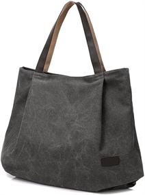 img 3 attached to Stylish Women's Canvas Shoulder Bag, Large Casual Handbag for Shopping - Hiigoo Bucket Tote