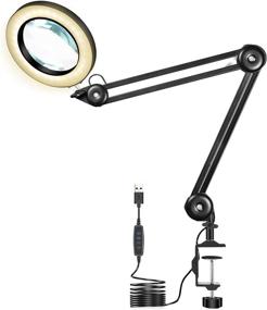 img 4 attached to 💡 Enhanced LED Magnifying Lamp: 3 Color Modes, Stepless Dimming & 5-Diopter Lens for Précise Workbench & Close Work