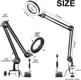 img 1 attached to 💡 Enhanced LED Magnifying Lamp: 3 Color Modes, Stepless Dimming & 5-Diopter Lens for Précise Workbench & Close Work